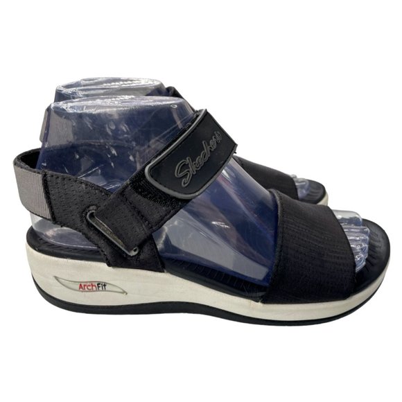 Skechers Women's Arch Fit Sunshine Black Sport Sandals Size 6M (163310) EUC - Picture 1 of 6